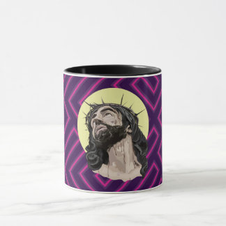 Neon Andean Pattern Jesus Christ Mug - Taza Cristo