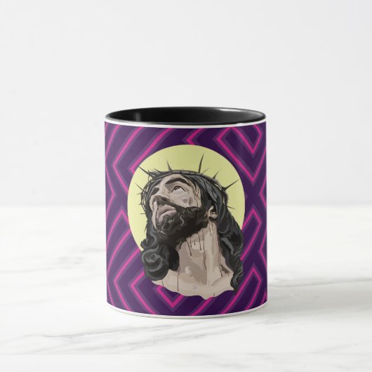 Neon Andean Pattern Jesus Christ Mug - Taza Cristo (Centre)