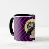 Neon Andean Pattern Jesus Christ Mug - Taza Cristo (Devant gauche)