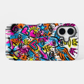 Neon Angel vs Devil Graffiti iPhone 16 case Hoesje (Achterkant horizontaal)