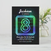 Neon Anniversaire invitation Boy 8e Anniversaire (Debout devant)