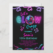 Neon Anniversaire Invitation Filles Faisons Lumine (Devant)
