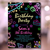 Neon Anniversaire Invitation Filles Neon Glow Part