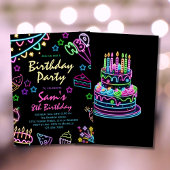 Neon Anniversaire Invitation Filles Neon Glow Part