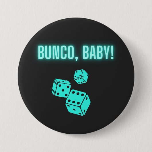 Neon Aqua Bunco Baby Ronde Button 7,6 Cm (Voorkant)