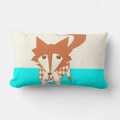 Neon Aqua Monogram gestileerd Fox Pillow Kussen (Voorkant)