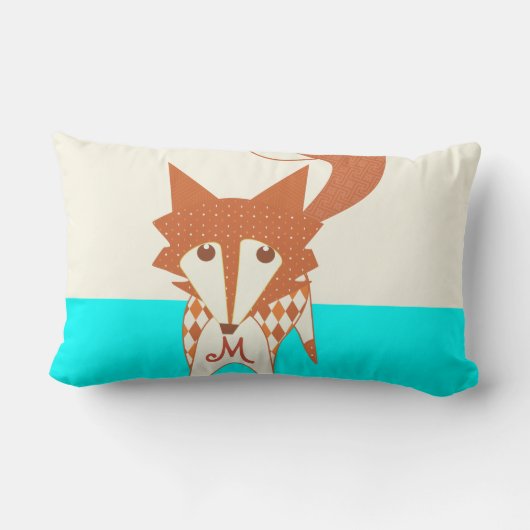 Neon Aqua Monogram Stylisé Fox Coussin (Verso)