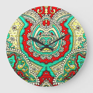 Neon arabesk ornament: jaren '80 stijl. grote klok