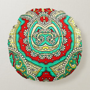 Neon arabesk ornament: jaren '80 stijl. rond kussen