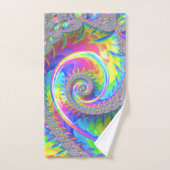Neon Arc-en-ciel Spiral Fractal Art numérique Abst (Serviette à main)