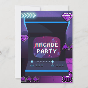 Neon Arcade Feest Retro 80s Videogames Verjaardag Kaart