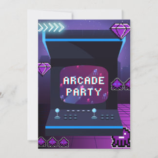 Neon Arcade Feest Retro 80s Videogames Verjaardag Kaart