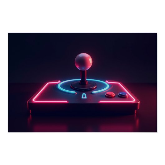 Neon Arcade Joystick Perfect Poster (Voorkant)