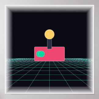 Neon Arcade Joystick - Retro Gaming Muurkunst Poster