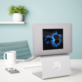 Neon Arctic Blue Mandebrot - Black Background Sticker (Laptop op bureau)