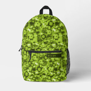 Neon & Army Groen Shibori Patroon Koele Tienerjare Bedrukte Rugzak