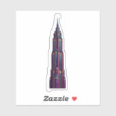 Neon Art Deco Skyscraper Sticker (Vel)