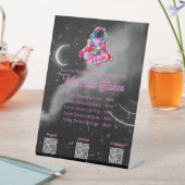 Neon Astronaut Outer Space Roze Tarot prijslijst Reclamebord Met Voetstuk (Insitu)