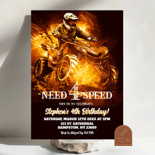 Neon ATV Quad Bike Need 4 Speed Verjaardagsjongen Kaart