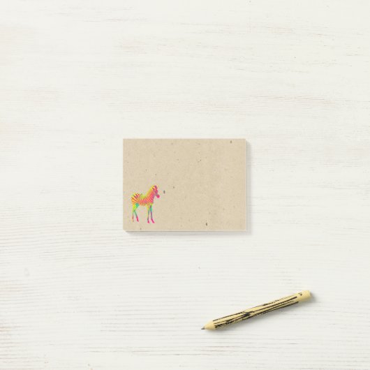Neon Baby Zebra Psychedelic Funky Retro Post-it® Notes (Op bureau)