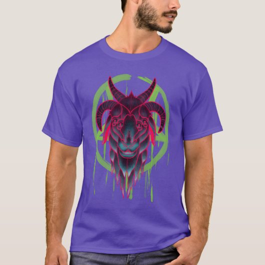 Neon Baphomet grappig T-shirt (Voorkant)