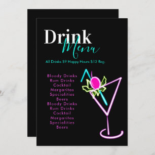 Neon Bar Club Restaurant Menu Boissons
