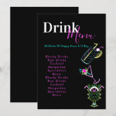 Neon Bar Club Restaurant Menu Boissons Abstraites (Devant / Derrière)