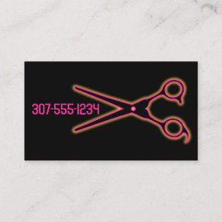 Neon barber scissors haar stylist schoonheidssalon visitekaartje