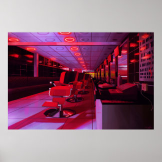 Neon barbershop digitale schildering afdruk poster