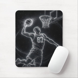 Neon Basketbalspeler Nummer 67 Muismat