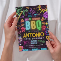 Neon BBQ Pool Party Verjaardag - Einde van de zome