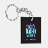 Neon | Beste leraar in het hele monogram Dank u we Sleutelhanger (Voorkant Links)