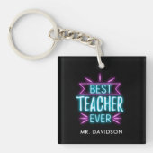 Neon | Beste leraar in het hele monogram Dank u we Sleutelhanger (Voorkant)