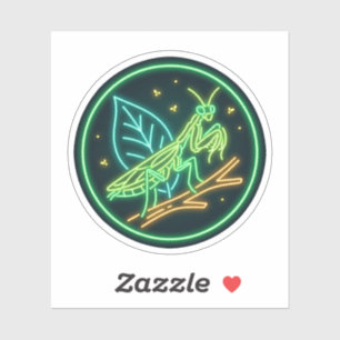 Neon bidsprinkhaan blad natuur gloeikunst sticker