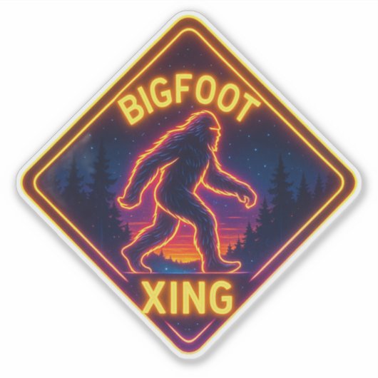 Neon Bigfoot Xing Sticker (Voorkant)