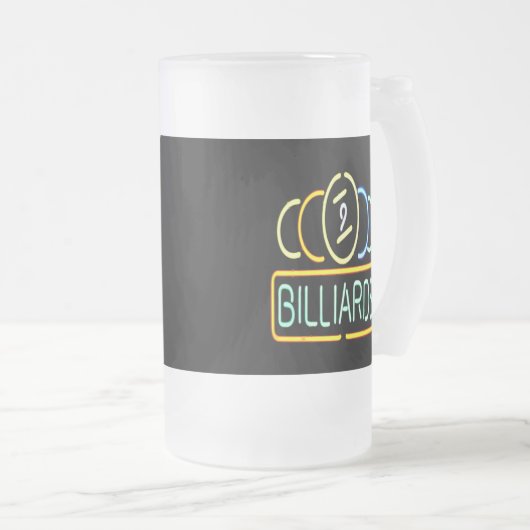 Neon Billiard Pool Sign Frosted Beer Mok Cup (Voorkant rechts)