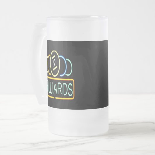 Neon Billiard Pool Sign Frosted Beer Mok Cup (Voorkant links)