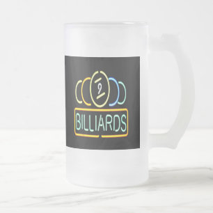 Neon Billiard Pool Sign Frosted Beer Mok Cup