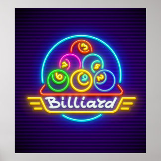 Neon Billiards Print, Value Poster Paper (Matte)