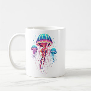 Neon Bioluminescent Kwallen Trio Esthetiek Koffiemok