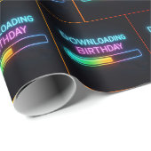 Neon Birthday Computer Downloading Bar Cadeaupapier (Rol Hoek)