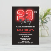 Neon Black 23e anniversaire invitation Hommes anni (Debout devant)