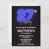 Neon Black 27e anniversaire invitations Hommes Spo (Devant)