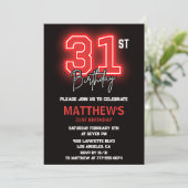 Neon Black 31e anniversaire invitation Hommes anni (Debout devant)
