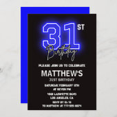 Neon Black 31e anniversaire invitations Hommes Spo (Devant / Derrière)