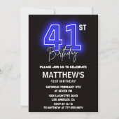 Neon Black 41e anniversaire invitations Hommes Spo (Devant)