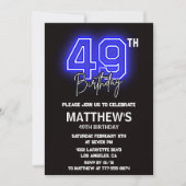 Neon Black 49e anniversaire invitations Hommes Spo (Devant)