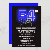 Neon Black 54e anniversaire invitations Hommes Spo (Devant / Derrière)