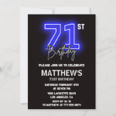 Neon Black 71e anniversaire invitations Hommes Spo (Devant)
