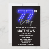 Neon Black 77e anniversaire invitations Hommes Spo (Devant)